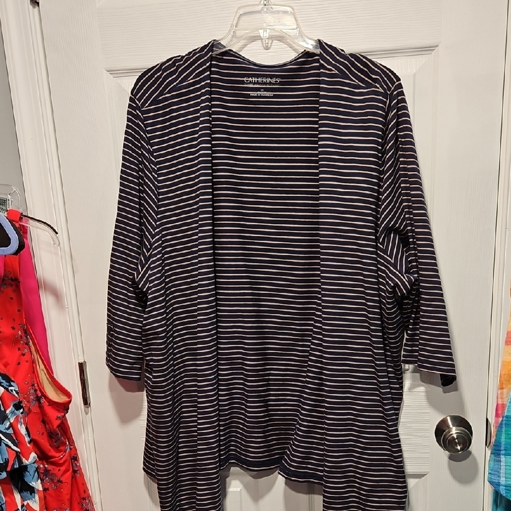 Catherines Black and White Striped Cardigan